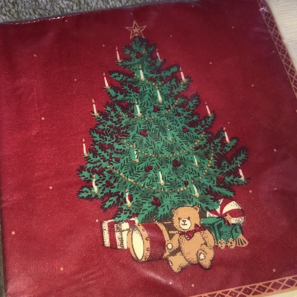 Hallmark Vintage Deadstock Napkins‎ Packs Christmas Tree Teddy Bear Drums Print